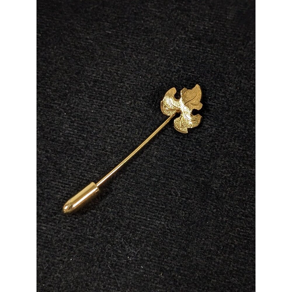 Vintage Gold Tone Curved Leaf Short Stick Pin 2 inch Textured - Picture 8 of 11